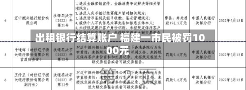 出租银行结算账户 福建一市民被罚1000元-第2张图片
