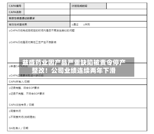 益盛药业因产品严重缺陷被责令停产整改!公司业绩连续两年下滑-第3张图片